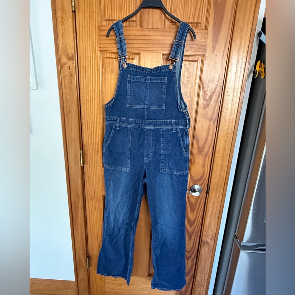 NWOT GAP Classic Blue Denim, Straight Leg Overalls, Size Large